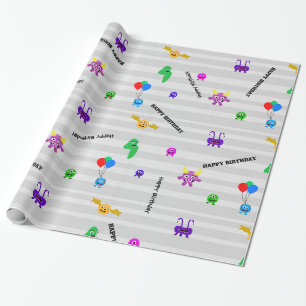 Cadeau Papier d'emballage d'anniversaire de monstre