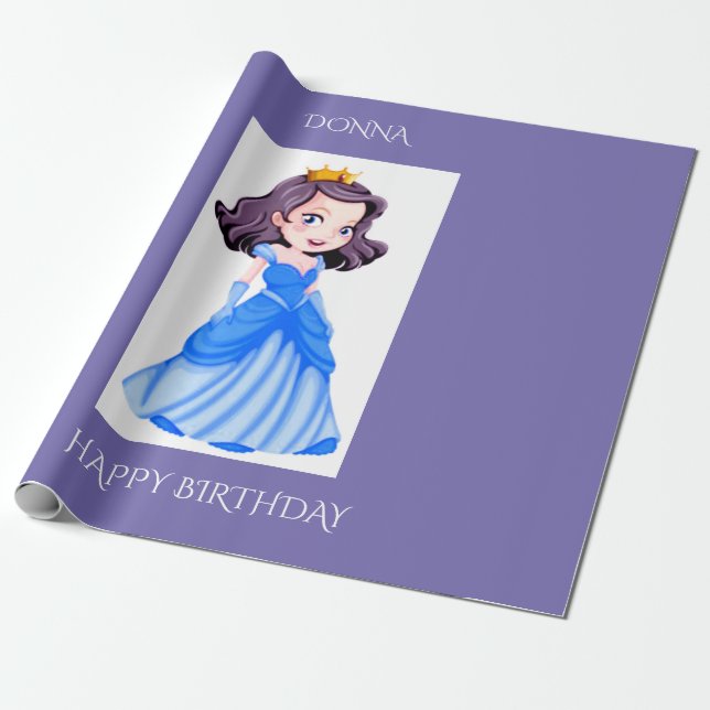 Cadeau Papier d'emballage d'anniversaire de princesse. No (Déroulé)