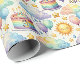Cadeau Papier d'emballage d'anniversaire Nuage Arc-en-cie