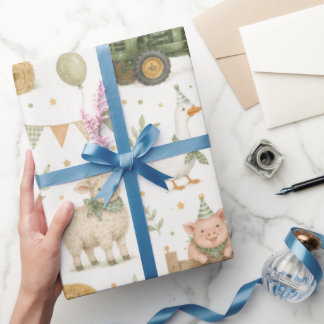 Cadeau Papier d'emballage d'anniversaire Watercolor Farm