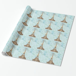 Cadeau Papier d'emballage d'Aqua français vintage de