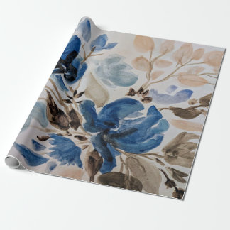 Cadeau Papier d'emballage d'aquarelle (fleurs bleues)