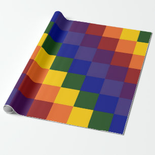 Cadeau Papier d'emballage d'arc-en-ciel Checkered