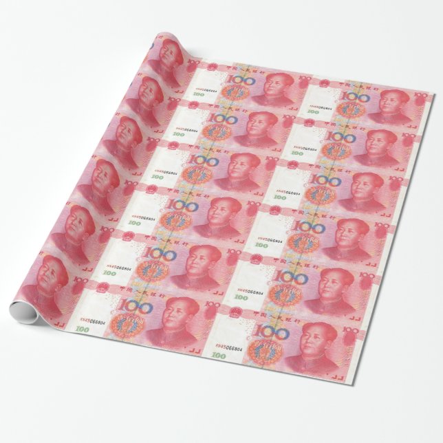 Cadeau Papier d'emballage d'argent chinois du yuan 100 (Déroulé)