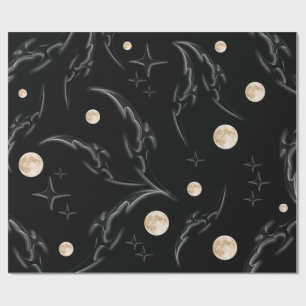 Cadeau Papier d'emballage Dark Gothic Moon & Stars