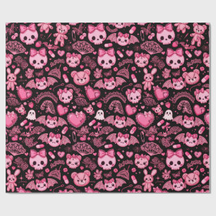 Cadeau Papier d'emballage Dark Kawaii - Rose Goth R