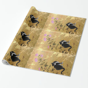 Cadeau Papier d'emballage d'art coréen vintage de chat