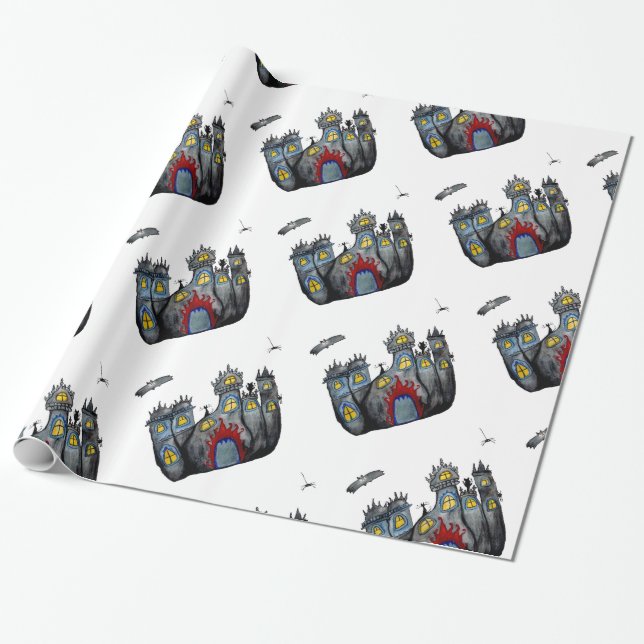Cadeau Papier d'emballage d'art de château effrayant (Déroulé)