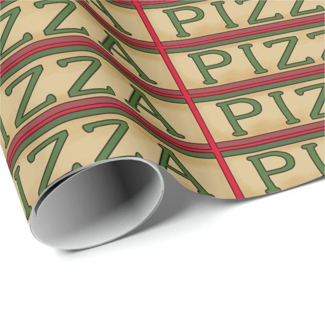 Cadeau Papier d'emballage d'art de mot à pizza à thème (Coin rond)
