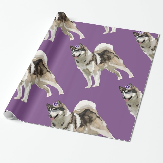 Cadeau Papier d'emballage d'art Husky (Déroulé)