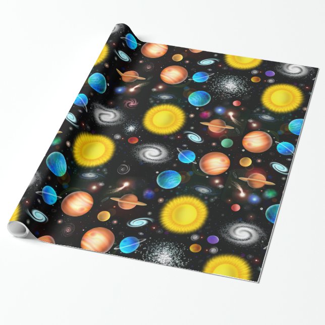Cadeau Papier d'emballage d'astronomie colorée d'univers (Déroulé)