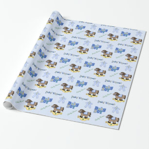 Cadeau Papier d'emballage de baby shower bleu mignon