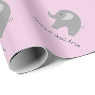 Cadeau Papier d'emballage de baby shower gris rose mignon