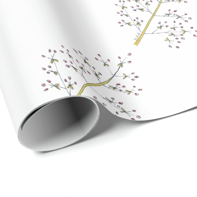 Cadeau Papier d'emballage de baie rouge naturelle de Noël (Coin rond)