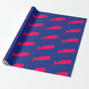 Cadeau papier d'emballage de baleines rouges