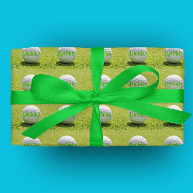 Cadeau Papier d'emballage de balle de golf "Joyeux Annive (Créateur téléchargé)