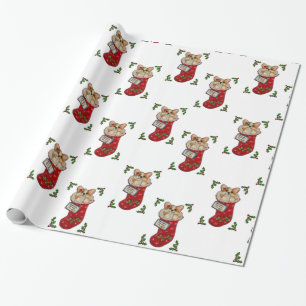 Cadeau Papier d'emballage de bas de Noël de corgi