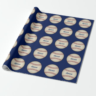 Cadeau Papier d'emballage de baseball bleu personnalisé