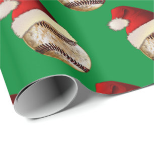 Cadeau Papier d'emballage de baseball de Noël vintage uni