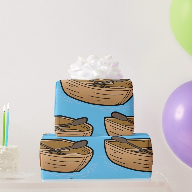 Cadeau Papier d'emballage de bateau à rames marron (Créateur téléchargé)