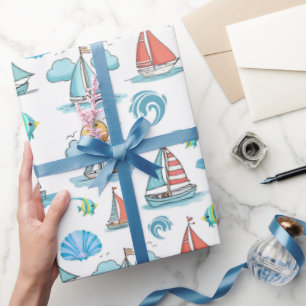 Cadeau Papier d'emballage de bateau de voile