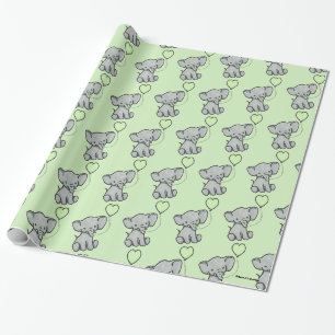 Cadeau Papier d'emballage de bébé de motif vert mignon