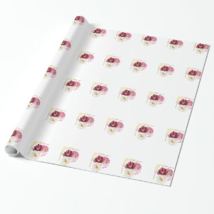 Cadeau Papier d'emballage de birthday à l'aquarelle flora