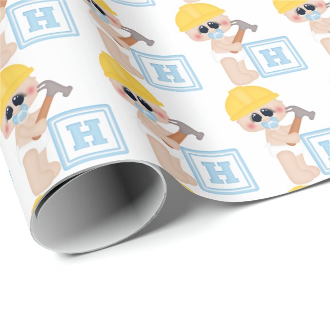 Cadeau Papier d'emballage de bloc de construction pour bé (Coin rond)