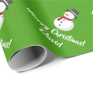 Cadeau Papier d'emballage de bonhomme de neige vert de