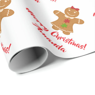 Cadeau Papier d'emballage de bonhomme en pain d'épice de