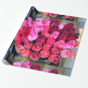 Cadeau papier d'emballage de bouquet de rose