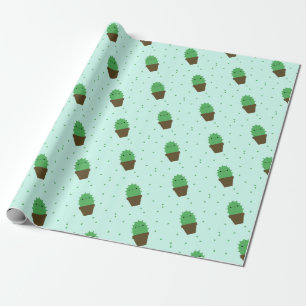 Cadeau Papier d'emballage de cactus de plante mignon de