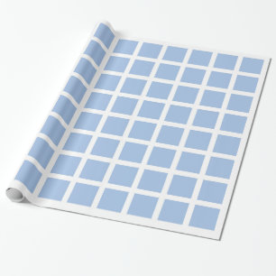 Cadeau Papier d'emballage de carrés blancs et bleu-clair