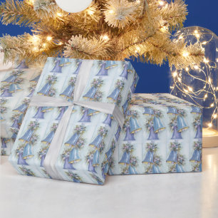 Cadeau Papier d'emballage de carte de Noël vintage avec c