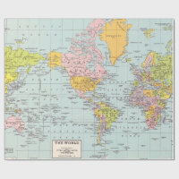 Papier d'emballage de carte du monde
