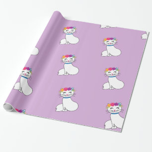 Cadeau papier d'emballage de chat mignon