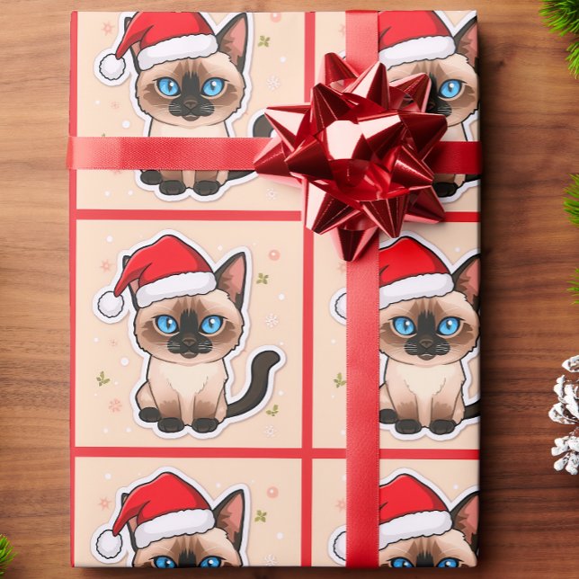 Cadeau papier d'emballage de chat siamois (Créateur téléchargé)