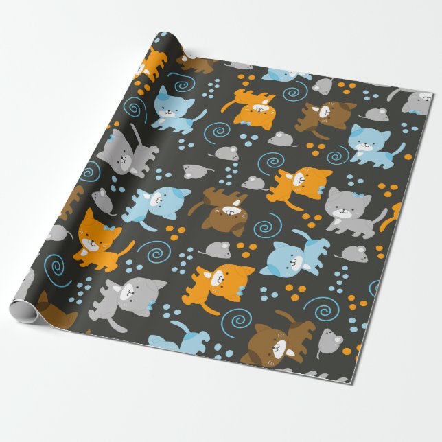 Cadeau Papier d'emballage de chats mignons (Déroulé)