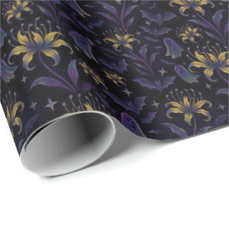 Cadeau Papier d'emballage de chauve-souris florale enchan