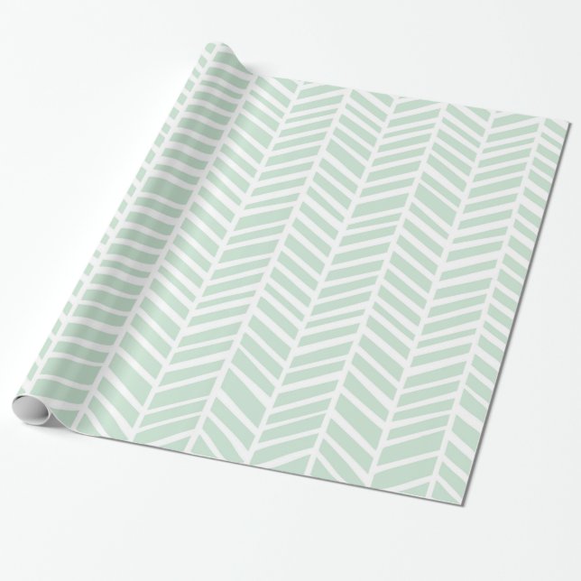 Cadeau Papier d'emballage de Chevron - menthe (Déroulé)