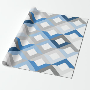 Cadeau papier d'emballage de chevrons bleus
