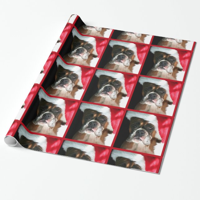 Cadeau Papier d'emballage de chien de boxeur de Noël (Déroulé)
