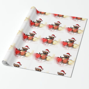 Cadeau Papier d'emballage de chien de chiwawa de Noël