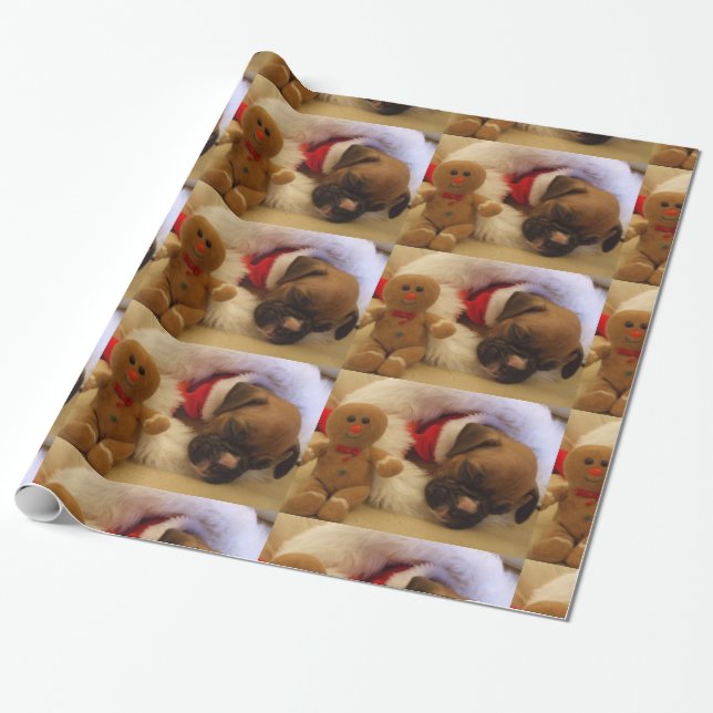 Cadeau Papier d'emballage de chiot de boxeur de sommeil (Déroulé)