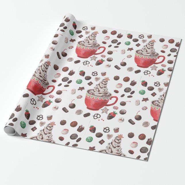 Cadeau Papier d'emballage de chocolat chaud de Noël (Déroulé)