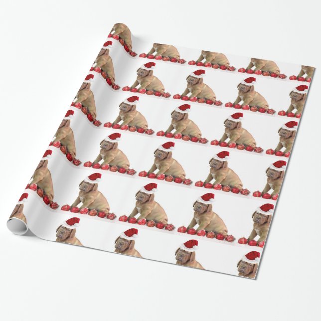 Cadeau Papier d'emballage de Christmas Dogue de Bordeaux (Déroulé)