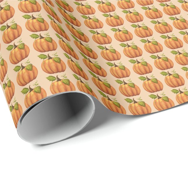 Cadeau Papier d'emballage de citrouille d'automne Hallowe (Coin rond)