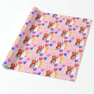 Cadeau Papier d'emballage de coccinelle de l'âge 1 de