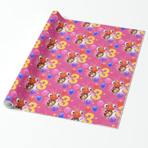 Cadeau Papier d'emballage de coccinelle de l'âge 3 de