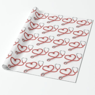 Cadeau Papier d'emballage de coeur de stéthoscope